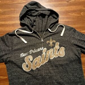 SAINTS HOODIE - Women's Lg // NFL New Orleans Football zip-up jacket sweatshirt